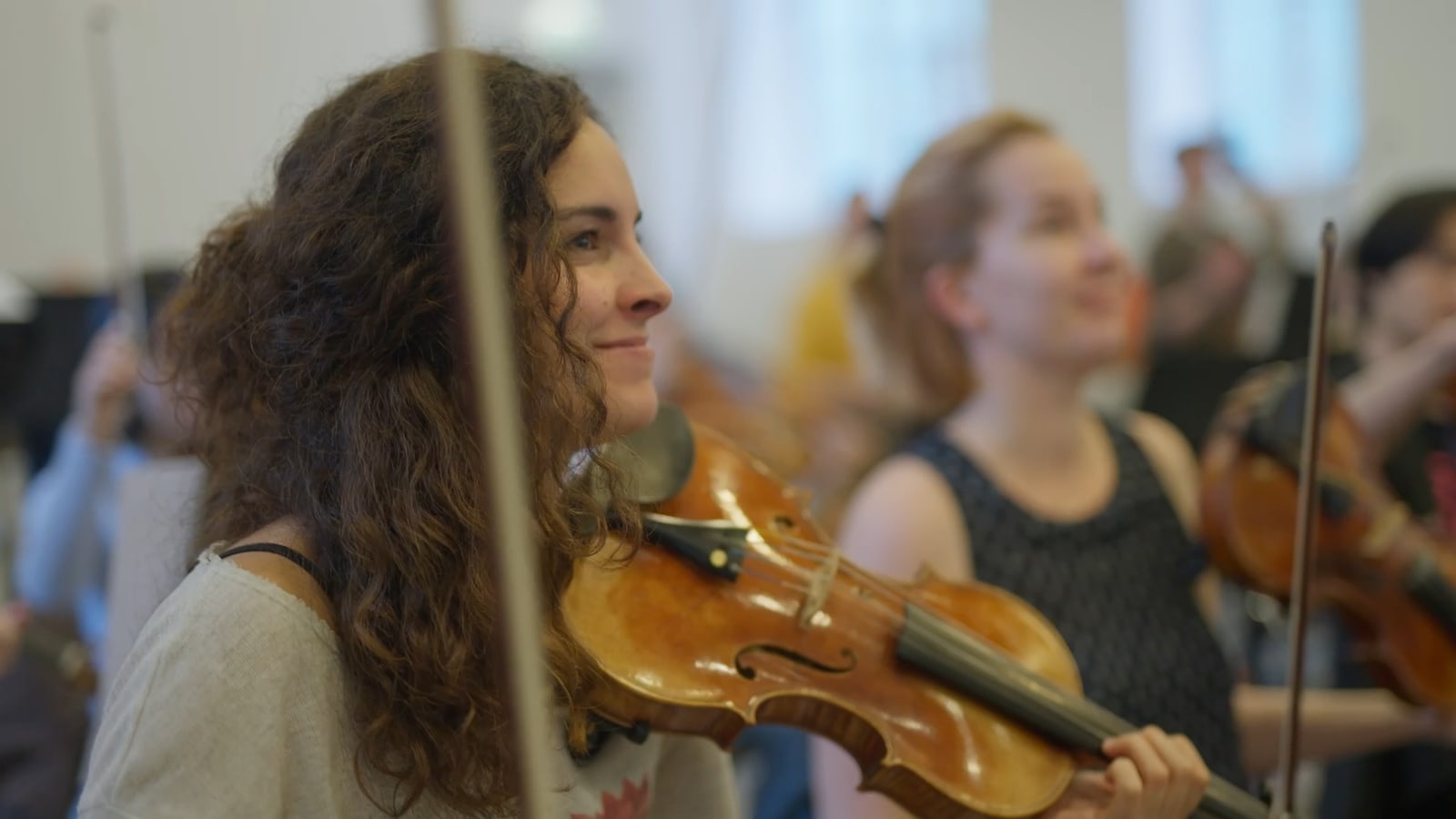 Violinist during a rehearsal for Beethoven Meets Jazz.