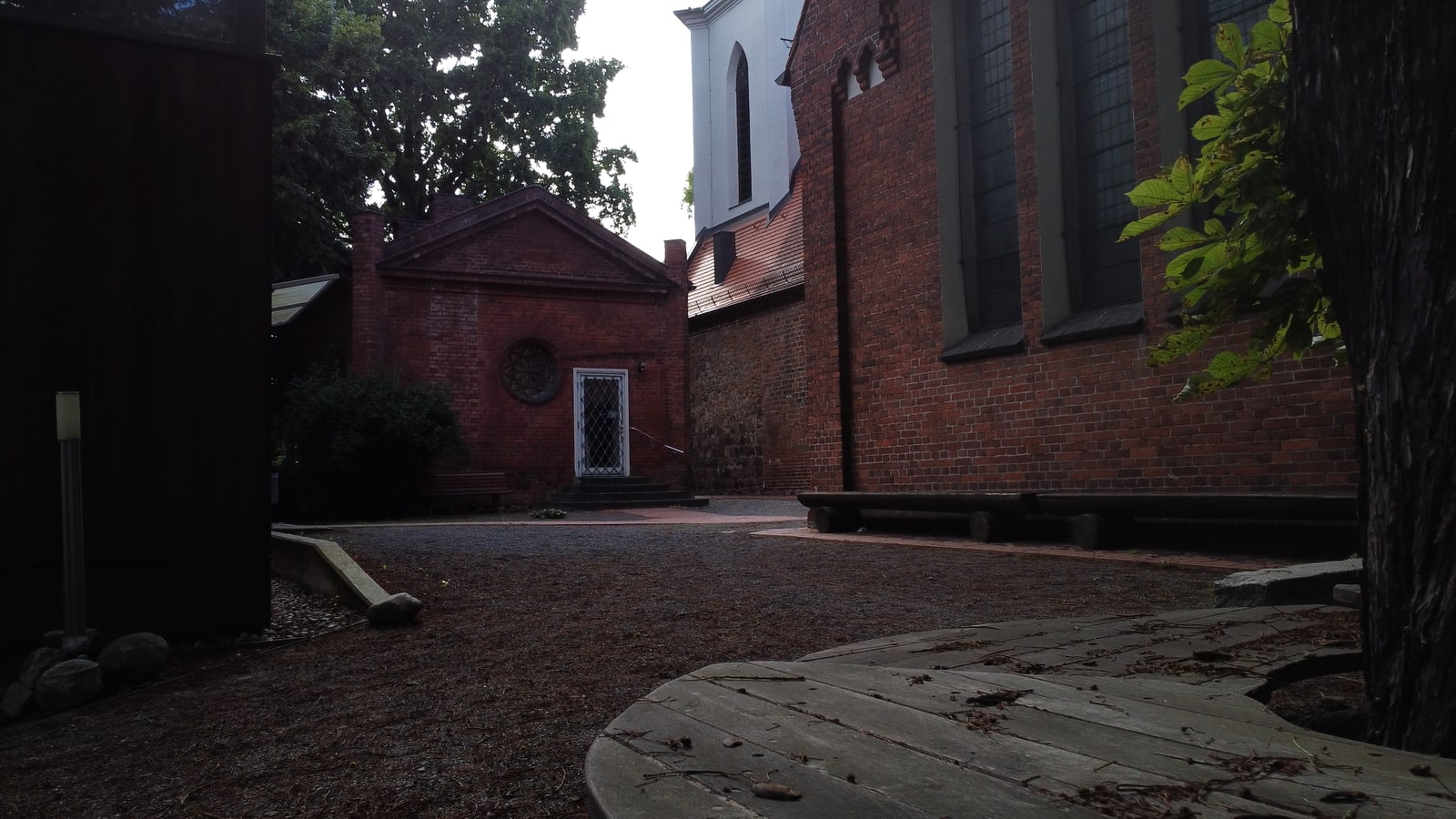 Exterior view of a church as a documentary location image.